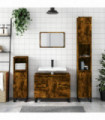 vidaXL Bathroom Cabinet Smoked Oak 30x30x100 cm Engineered Wood