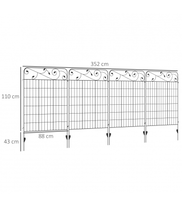 4PCs Garden Fencing Panels 43in x 11.5ft Flower Bed Border Edging Animal Barrier