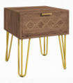 HOMCOM Bedside Table with Drawer, Gold Metal Legs for Living Room Bedroom