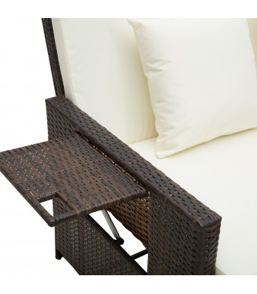 Rattan 2-Seater Day Bed Brown 130cmx72cmx96cm Outdoor Garden Patio Furniture