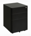3 Draw Metal Filing Cabinet Lockable 4 Wheel Compact Under Desk Black Vinsetto