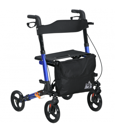 4 Wheel Rollator Walker with Seat Adjustable Mobility Walker with Bag, Blue