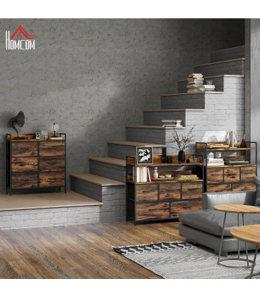 HOMCOM Bedroom Chest of Drawers 6 Drawer Dresser w/ Shelf, Rustic Brown