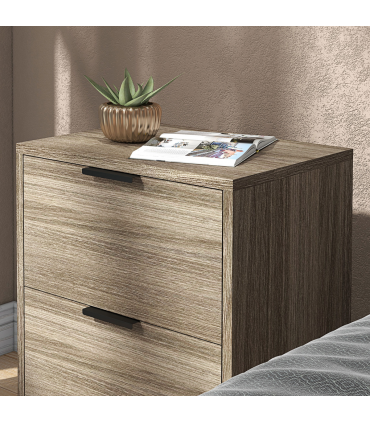HOMCOM Bedside Tables Set of 2 with 2 Drawers for Bedroom, Living Room