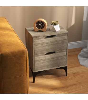 HOMCOM Bedside Tables Set of 2 with 2 Drawers for Bedroom, Living Room