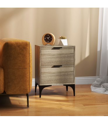 HOMCOM Bedside Tables Set of 2 with 2 Drawers for Bedroom, Living Room