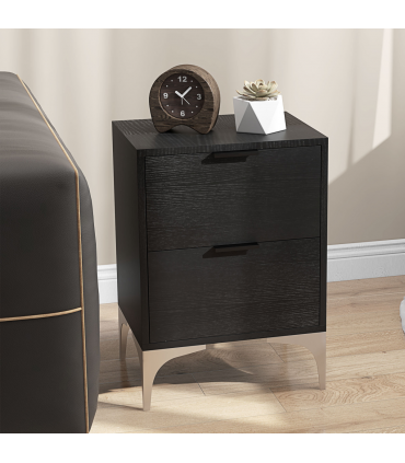 HOMCOM Bedside Tables Set of 2 with 2 Drawers for Bedroom, Living Room