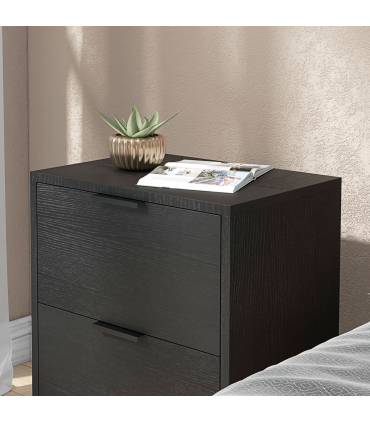 HOMCOM Bedside Tables Set of 2 with 2 Drawers for Bedroom, Living Room