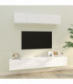4 Piece TV Cabinet Set White Engineered Wood