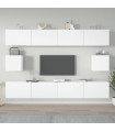 6 Piece TV Cabinet Set White Engineered Wood