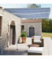 Freestanding Manual Retractable Awning 350x250 cm Blue/White