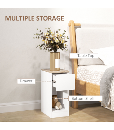 HOMCOM Bedside Tables Set of 2, Nightstands for Bedroom, Living Room, White