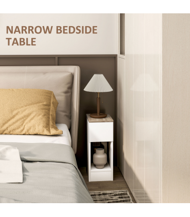 HOMCOM Bedside Tables Set of 2, Nightstands for Bedroom, Living Room, White