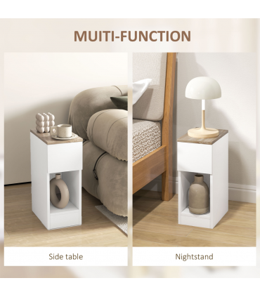 HOMCOM Bedside Tables Set of 2, Nightstands for Bedroom, Living Room, White