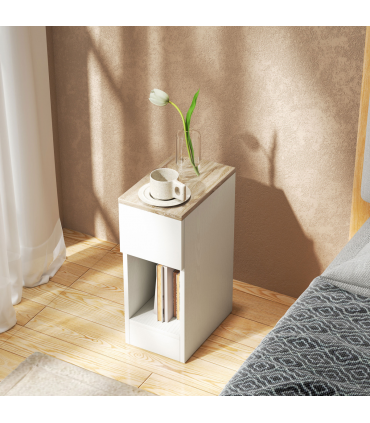 HOMCOM Bedside Tables Set of 2, Nightstands for Bedroom, Living Room, White