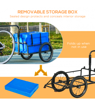 HOMCOM Bicycle Trailer with Foldable Storage Box and Pneumatic Tyres, Blue