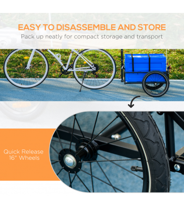 HOMCOM Bicycle Trailer with Foldable Storage Box and Pneumatic Tyres, Blue