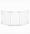 Pet Safety Gate 3-Panel Playpen Metal Fence W/ Walk Through Door White