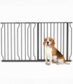 Pet Safety Gate Dog Barrier W/ Door Pressure Fit for Doorways, 75-145W cm, Black