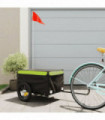 vidaXL Bike Trailer Black and Green 30 kg Iron