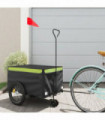 vidaXL Bike Trailer Black and Green 30 kg Iron
