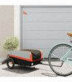 vidaXL Bike Trailer Black and Orange 30 kg Iron