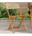 vidaXL Bistro Chairs 2 pcs Beige Solid Wood Acacia and Poly Rattan