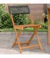 vidaXL Bistro Chairs 2 pcs Black Solid Wood Acacia and Poly Rattan