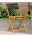 vidaXL Bistro Chairs 2 pcs Black Solid Wood Acacia and Polypropylene