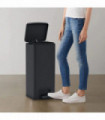 vidaXL Dustbin with Pedal Anti-fingerprint 30L Black Stainless Steel