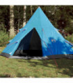 vidaXL Camping Tent Tipi 4-Person Blue Waterproof