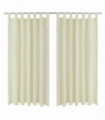 2 pcs Cream Micro-Satin Curtains with Loops 140 x 245 cm