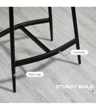 Breakfast Bar Stools Set of 2 Grey Upholstered Barstools w/ Curved Seat