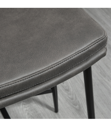 Breakfast Bar Stools Set of 2 Grey Upholstered Barstools w/ Curved Seat