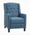 HOMCOM Button Tufted Microfibre Cloth Recliner Armchair for Living Room, Blue