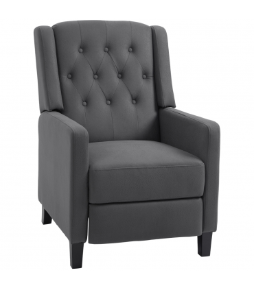 HOMCOM Button Tufted Microfibre Cloth Recliner Armchair for Living Room, Grey