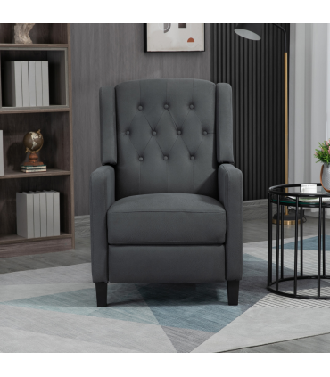 HOMCOM Button Tufted Microfibre Cloth Recliner Armchair for Living Room, Grey