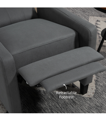 HOMCOM Button Tufted Microfibre Cloth Recliner Armchair for Living Room, Grey