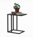 HOMCOM C Shape Side Table w/ Wood-Effect Top, Black