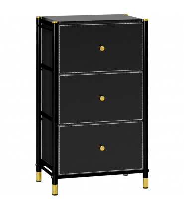HOMCOM Chest of Drawers with 3 Drawers for Bedroom, Living Room, Black