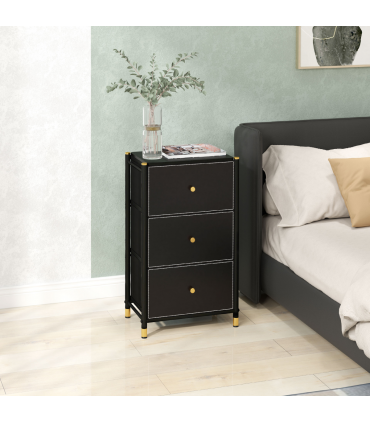 HOMCOM Chest of Drawers with 3 Drawers for Bedroom, Living Room, Black