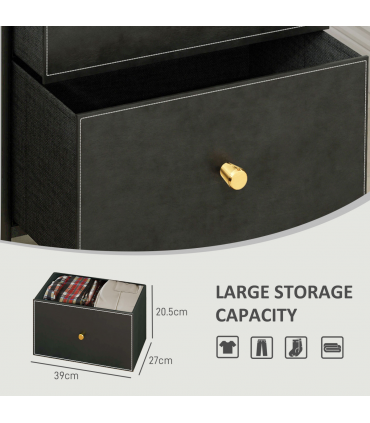 HOMCOM Chest of Drawers with 3 Drawers for Bedroom, Living Room, Black