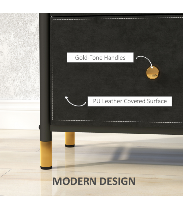 HOMCOM Chest of Drawers with 3 Drawers for Bedroom, Living Room, Black