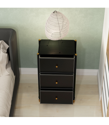 HOMCOM Chest of Drawers with 3 Drawers for Bedroom, Living Room, Black