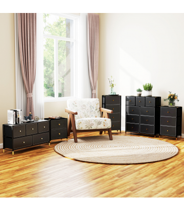 HOMCOM Chest of Drawers with 3 Drawers for Bedroom, Living Room, Black