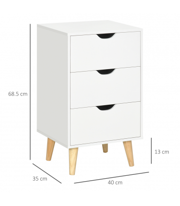 Chest of Drawers - White particle 3 Drawer Unit Storage Bedroom Living Room