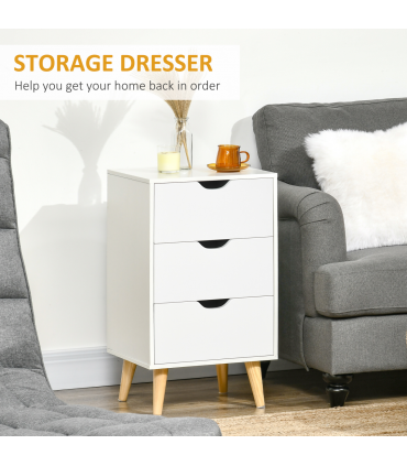 Chest of Drawers - White particle 3 Drawer Unit Storage Bedroom Living Room