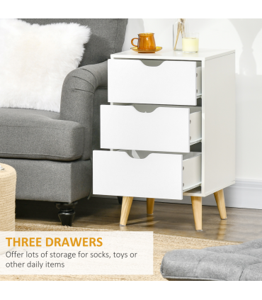 Chest of Drawers - White particle 3 Drawer Unit Storage Bedroom Living Room