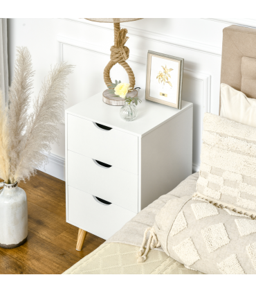 Chest of Drawers - White particle 3 Drawer Unit Storage Bedroom Living Room