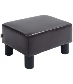 Footstool Ottoman Cube Dark Brown Polyester Plywood Plastic 40cm x 30cm x 24cm